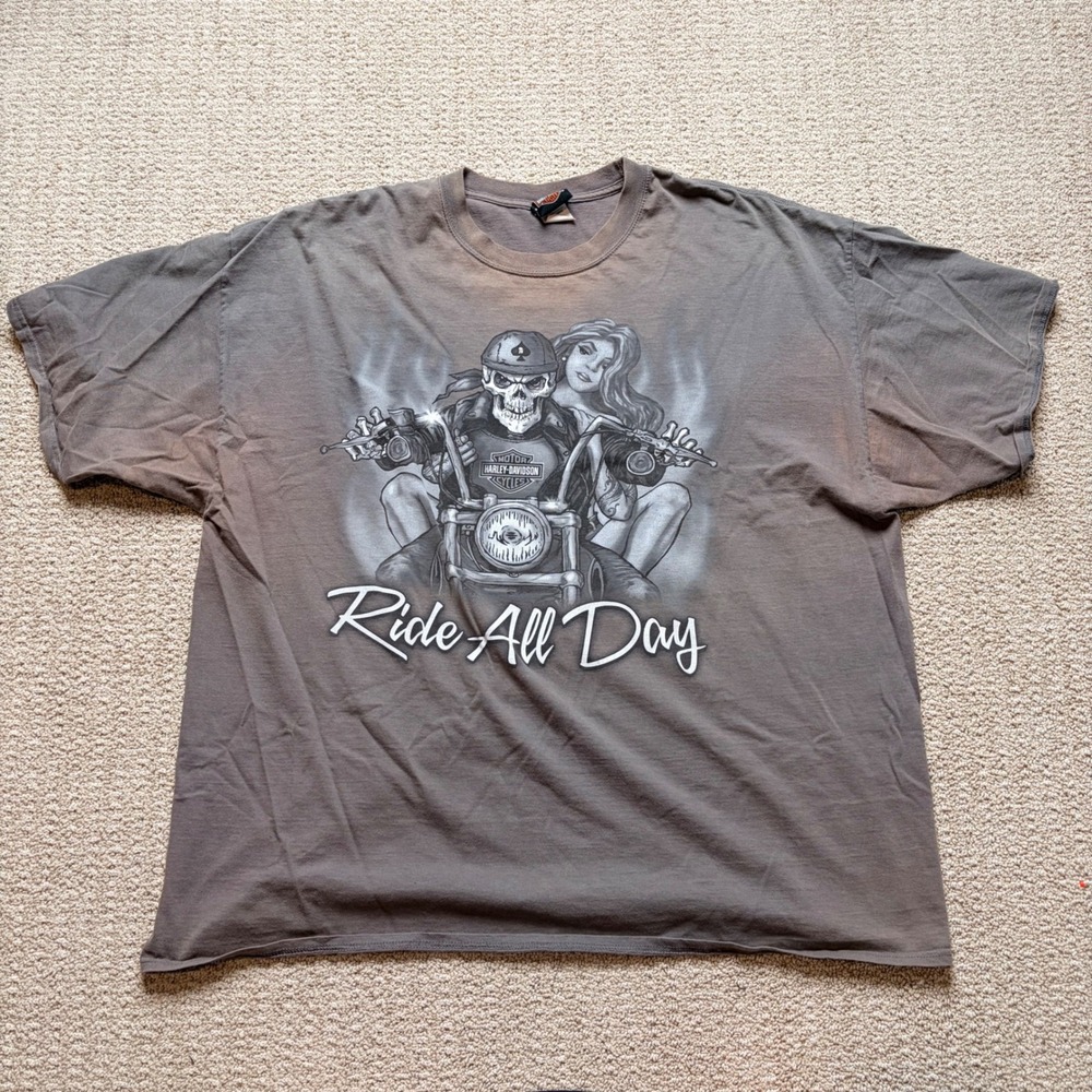 Harley Davidson Las‎ Vegas Ride All Day Play All Night Graphic T-Shirt Gray 3XL